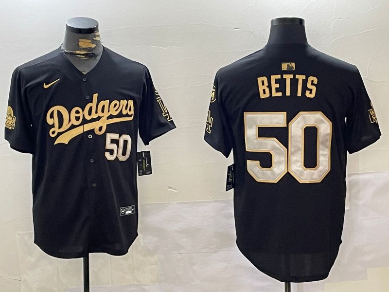 Men Los Angeles Dodgers #50 Betts Black Gold Game 2024 Nike MLB Jersey style 1202->los angeles dodgers->MLB Jersey
